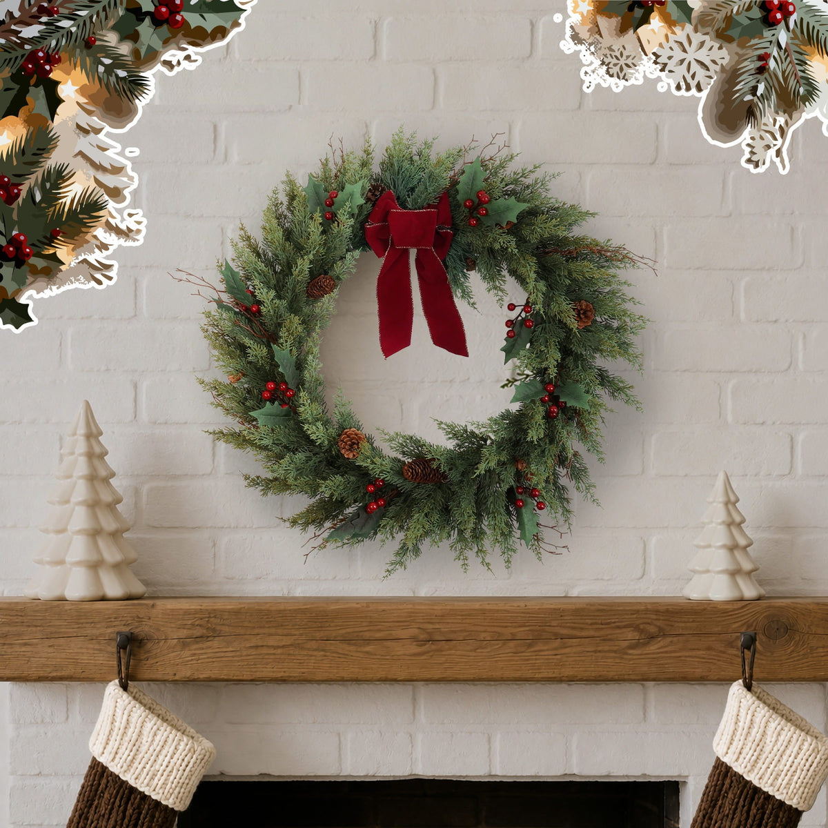 Christmas wreath with red bow