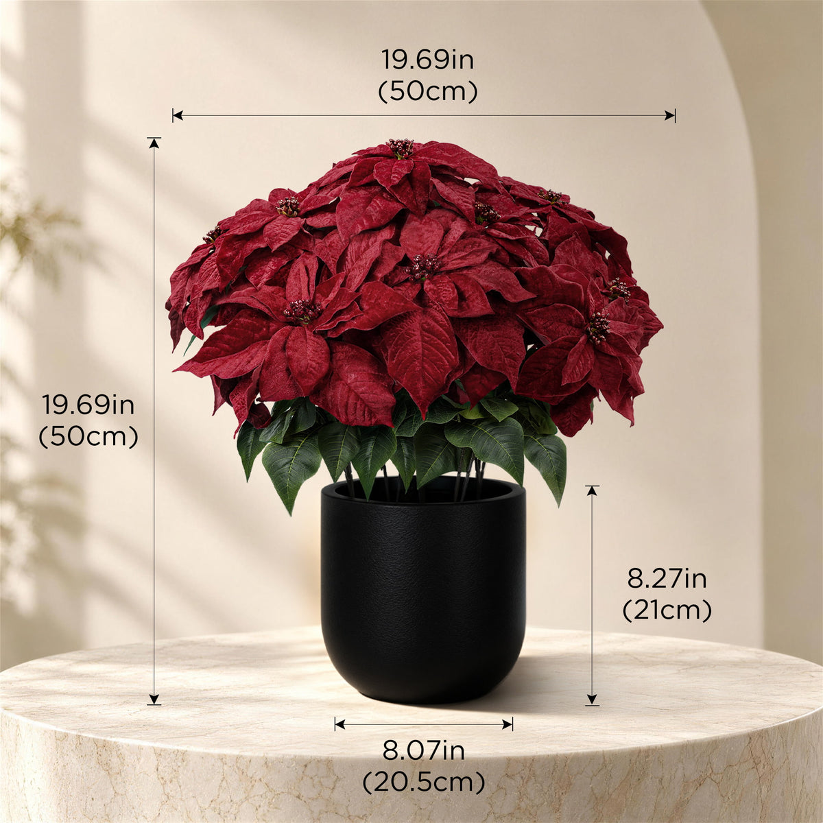 1.6' Artificial Poinsettia Plant with Black Pot