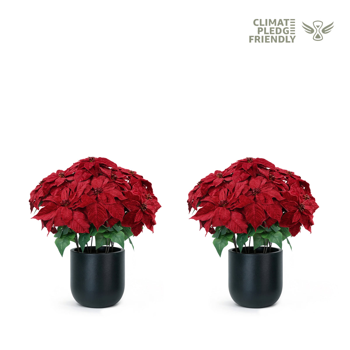 1.6' Artificial Poinsettia Plant with Black Pot