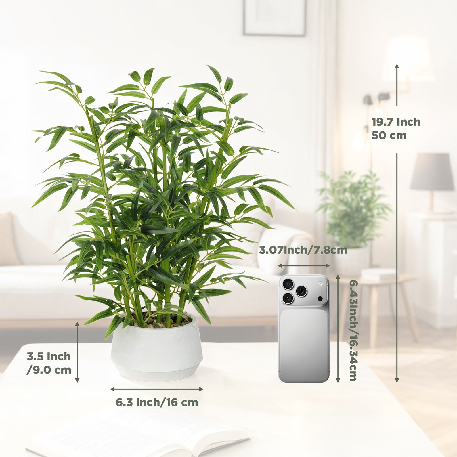 1.5' Artificial Bamboo Plant for Office Desk Decor