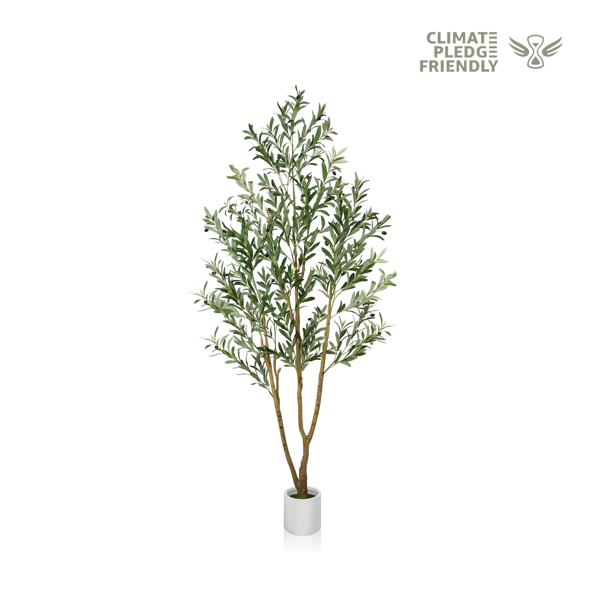 7 feet tall faux olive tree in a white pot, realistic artificial plants indoor for home decor