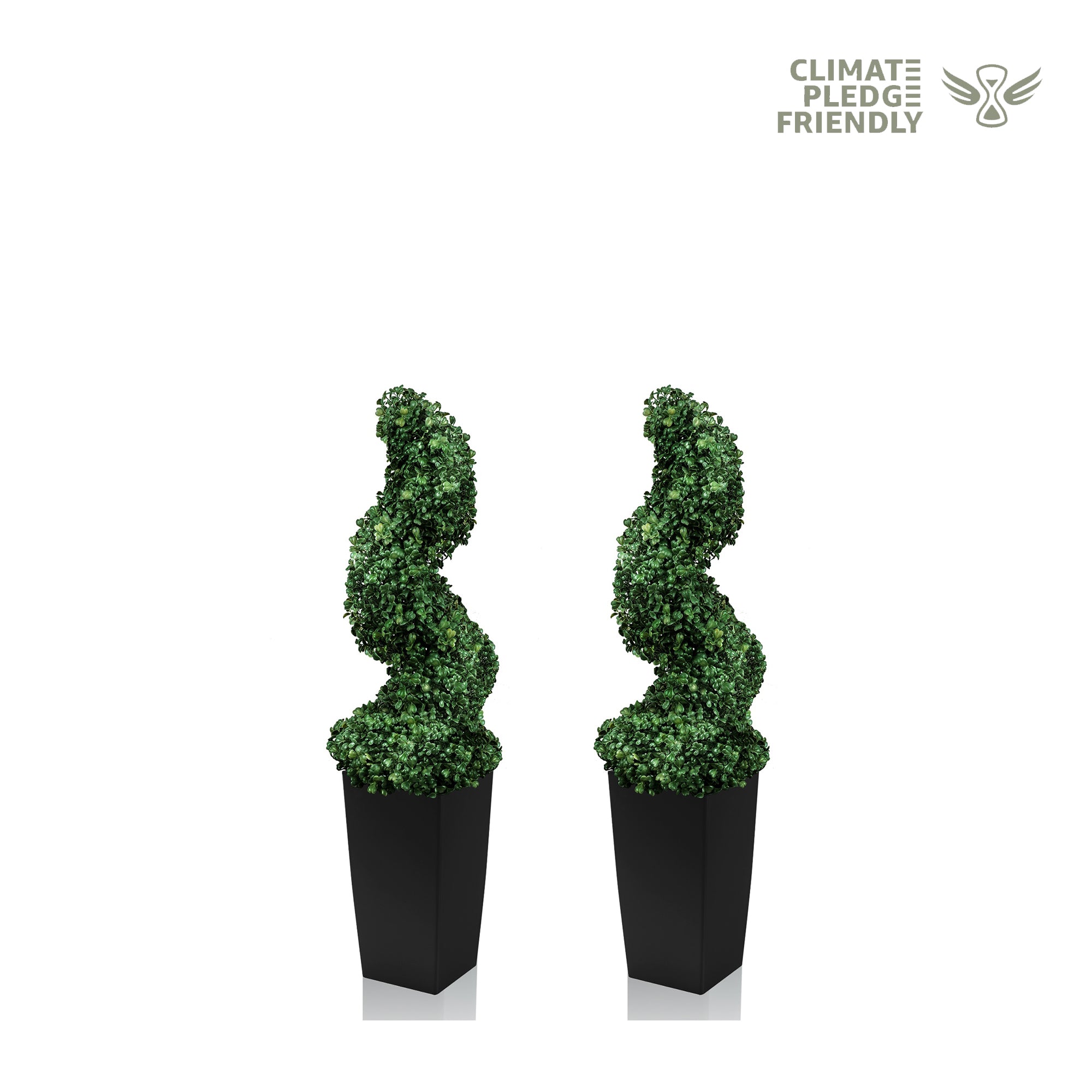 2'-3'-4' Artificial Milan Grass Spiral Topiary Tree With Black Pot