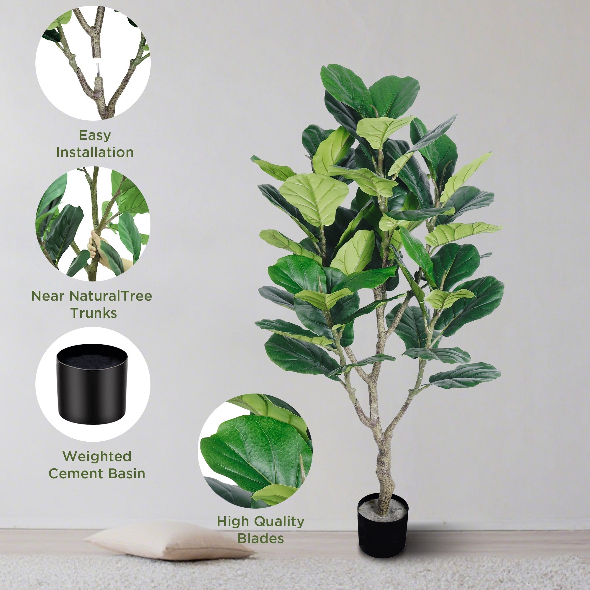 4.5' Artificial Ficus Lyrata Fiddle Leaf