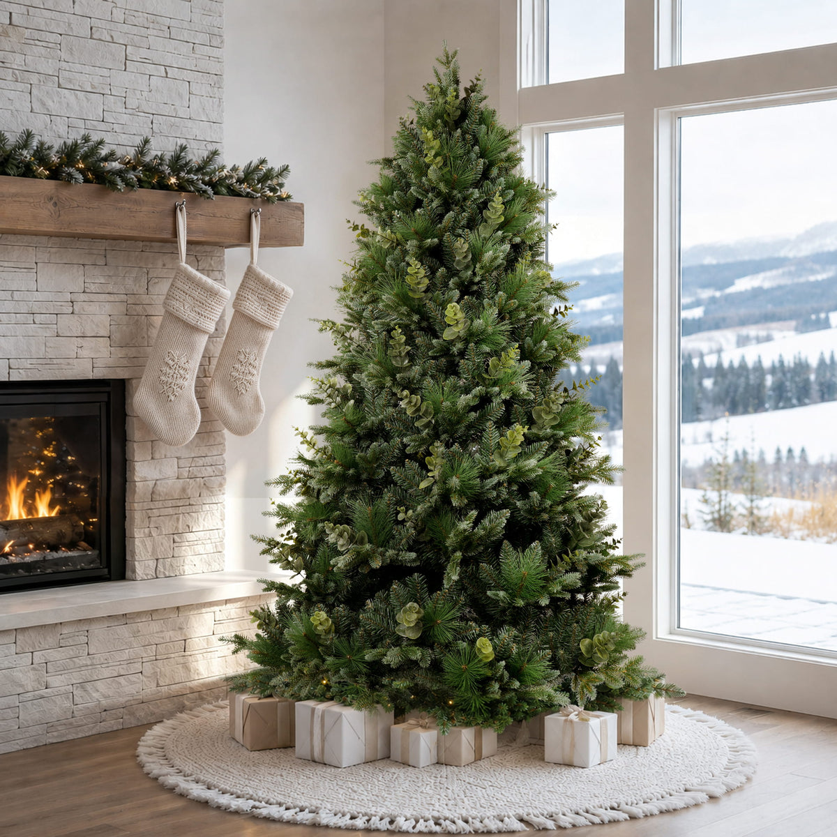 7FT Mixed Foliage Artificial Christmas Tree