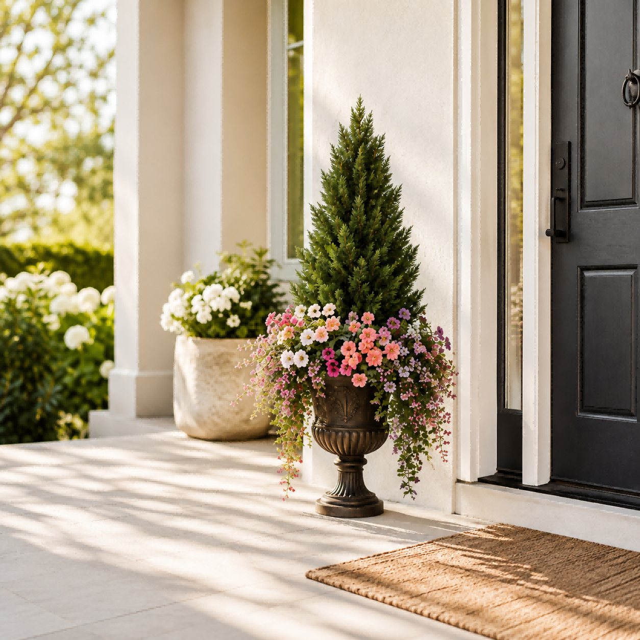 Front porch faux greenery ideas