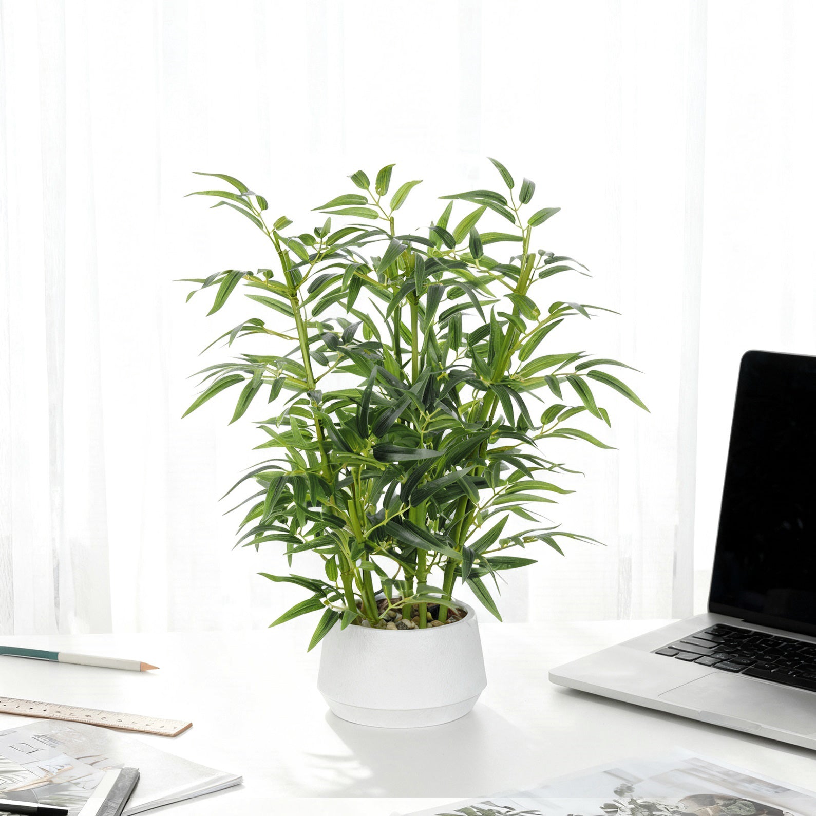 1.5' Artificial Bamboo Plant for Office Desk Decor