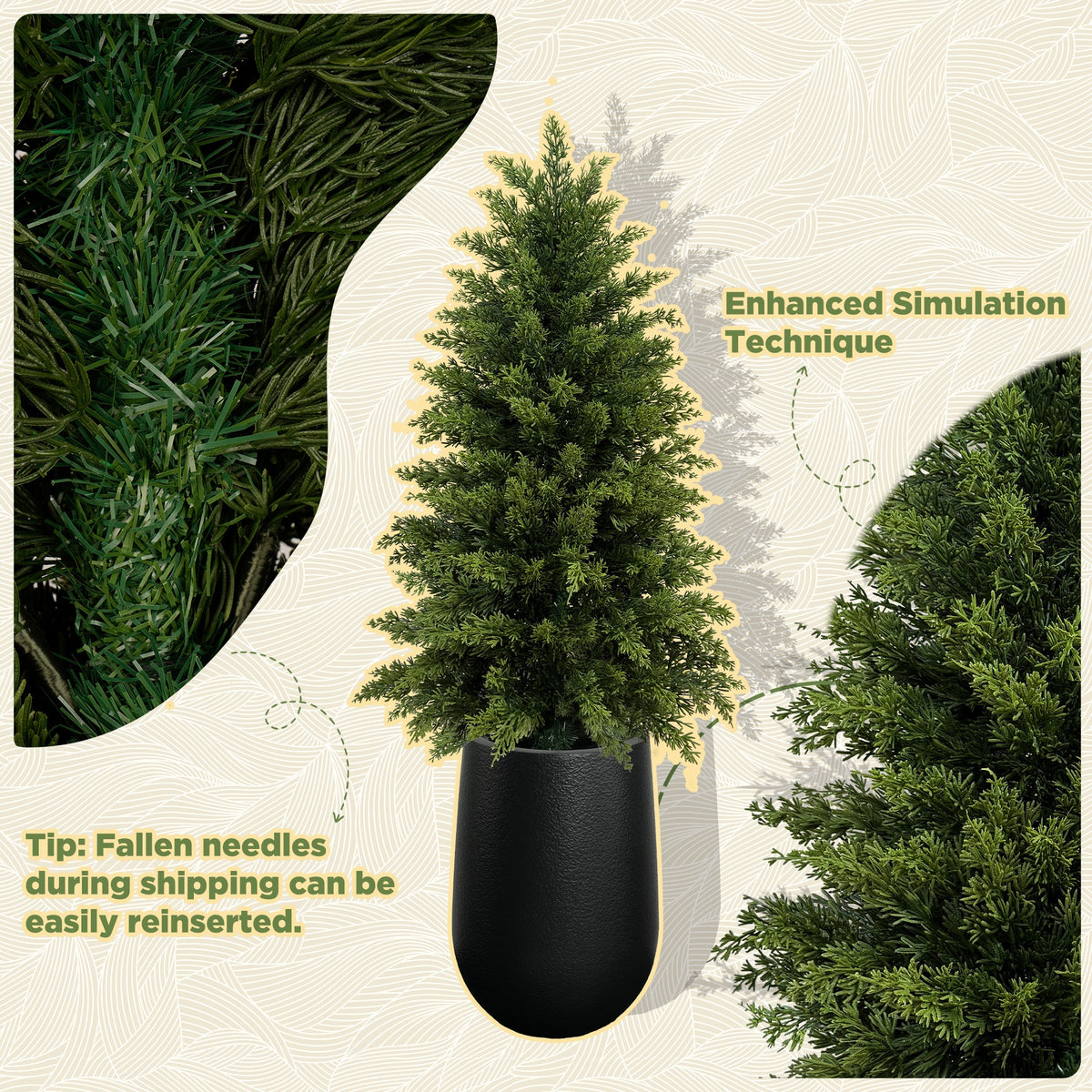3.9' Artificial Soft-Touch Cypress & Cedar Tree with Rounded Pot