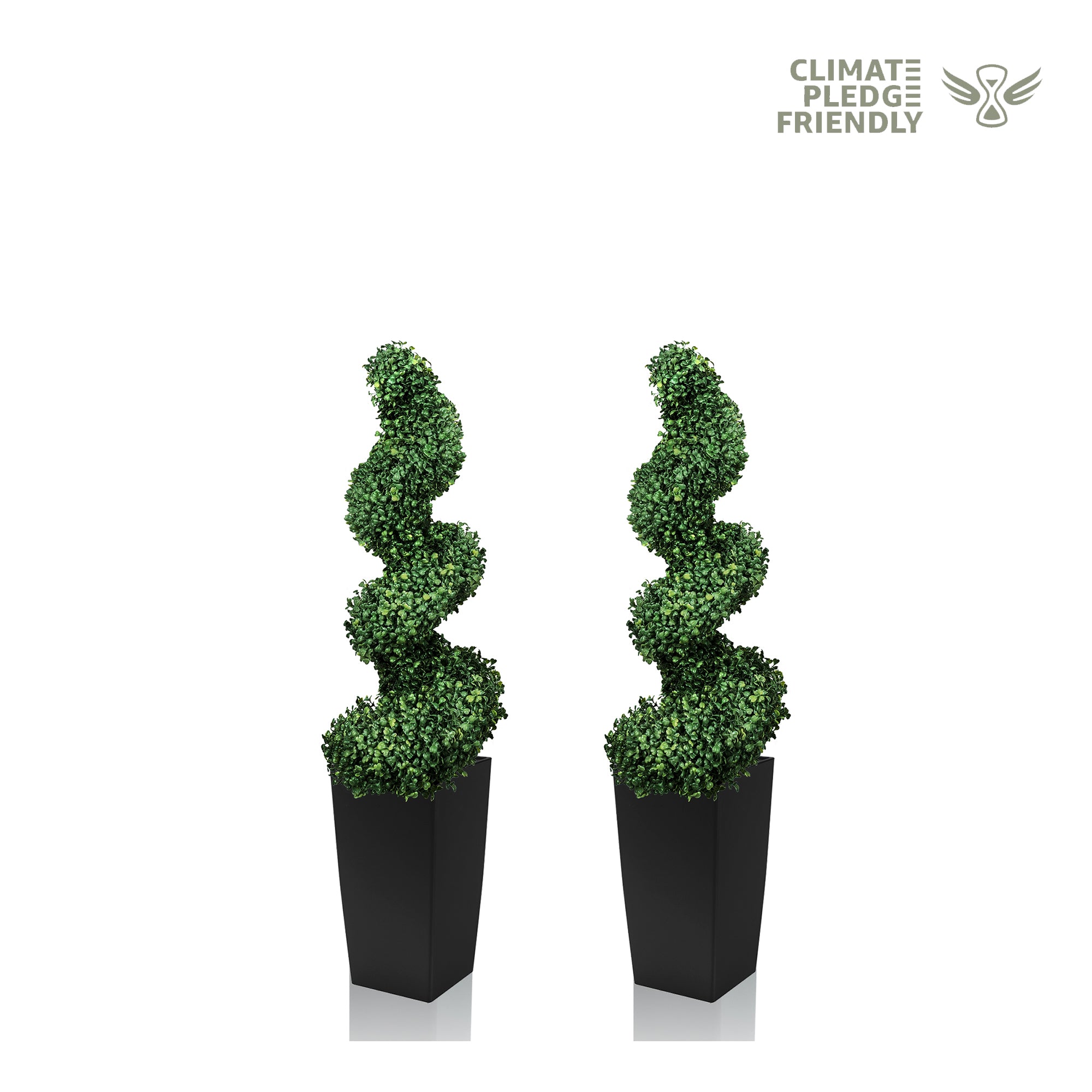 2'-3'-4' Artificial Milan Grass Spiral Topiary Tree With Black Pot