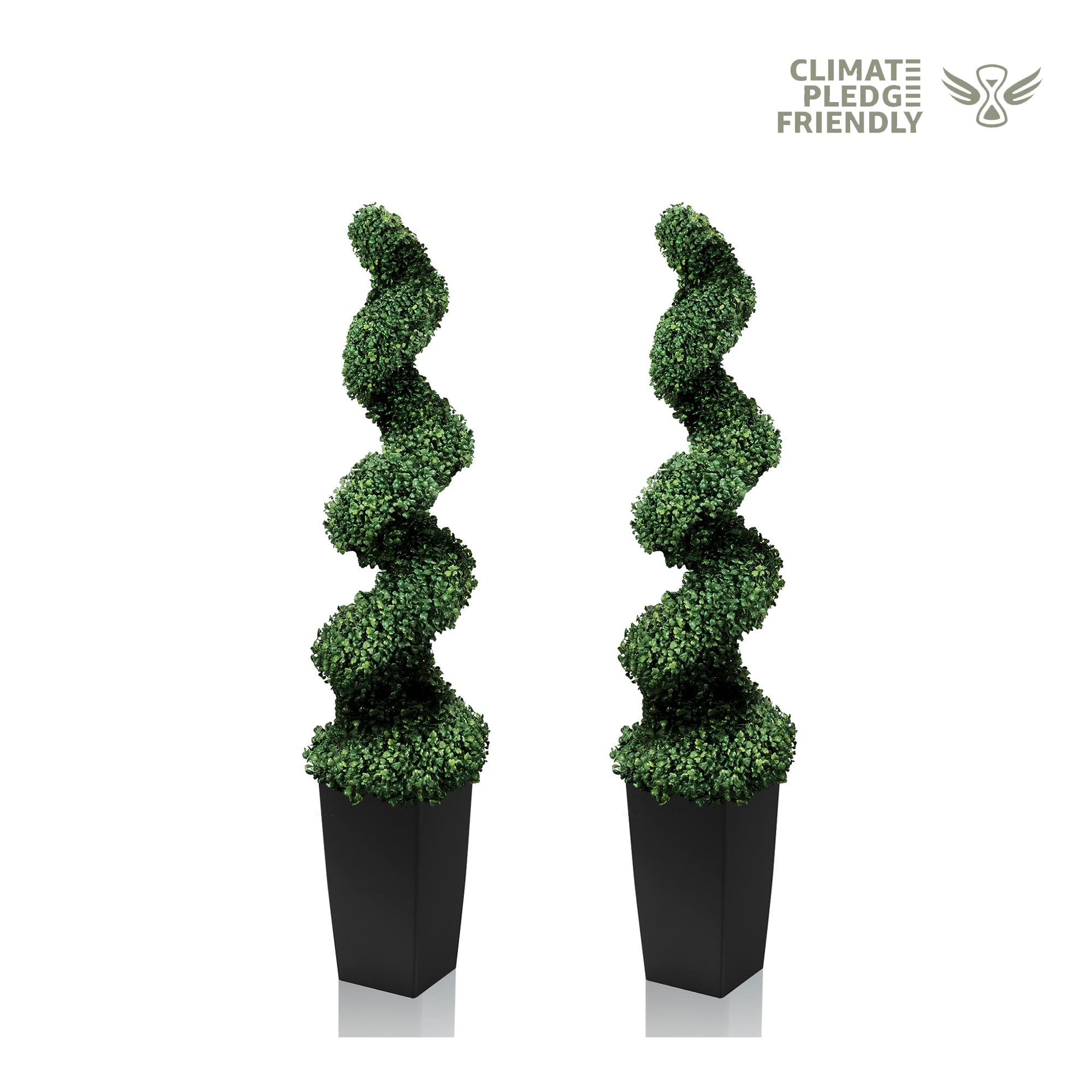 2'-3'-4' Artificial Milan Grass Spiral Topiary Tree With Black Pot