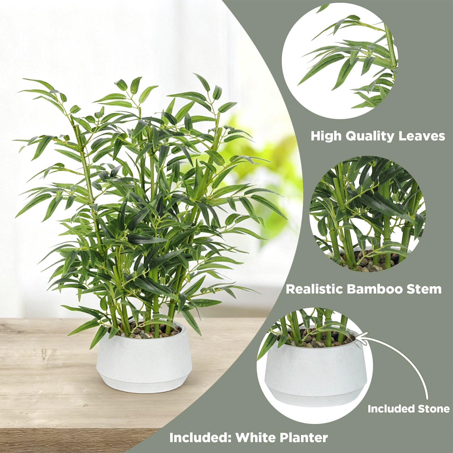1.5' Artificial Bamboo Plant for Office Desk Decor