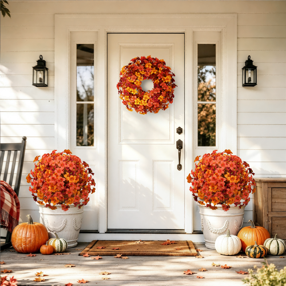 22" Artificial Autumn Morning Glory Wreath