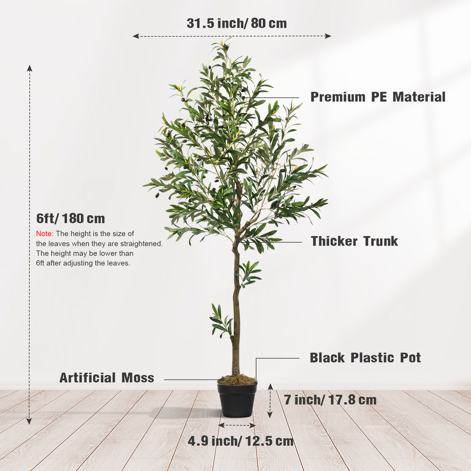 #Size_6FT(185CM) 863 Leaves 36 Fruits