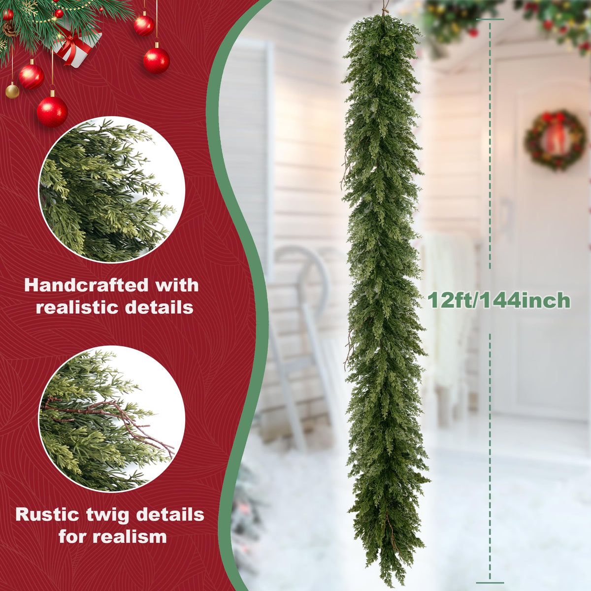6'-12' Natural Touch Cypress Garland(Soft Branches)