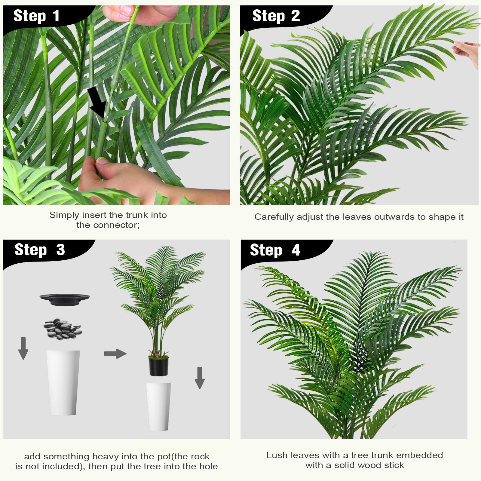 5' Artificial Palm Tree with White Pot