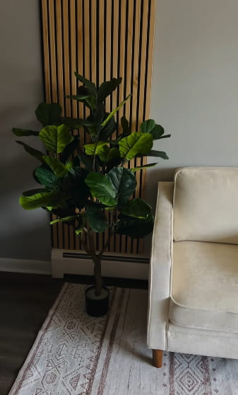 Artificial plant styled in a real home