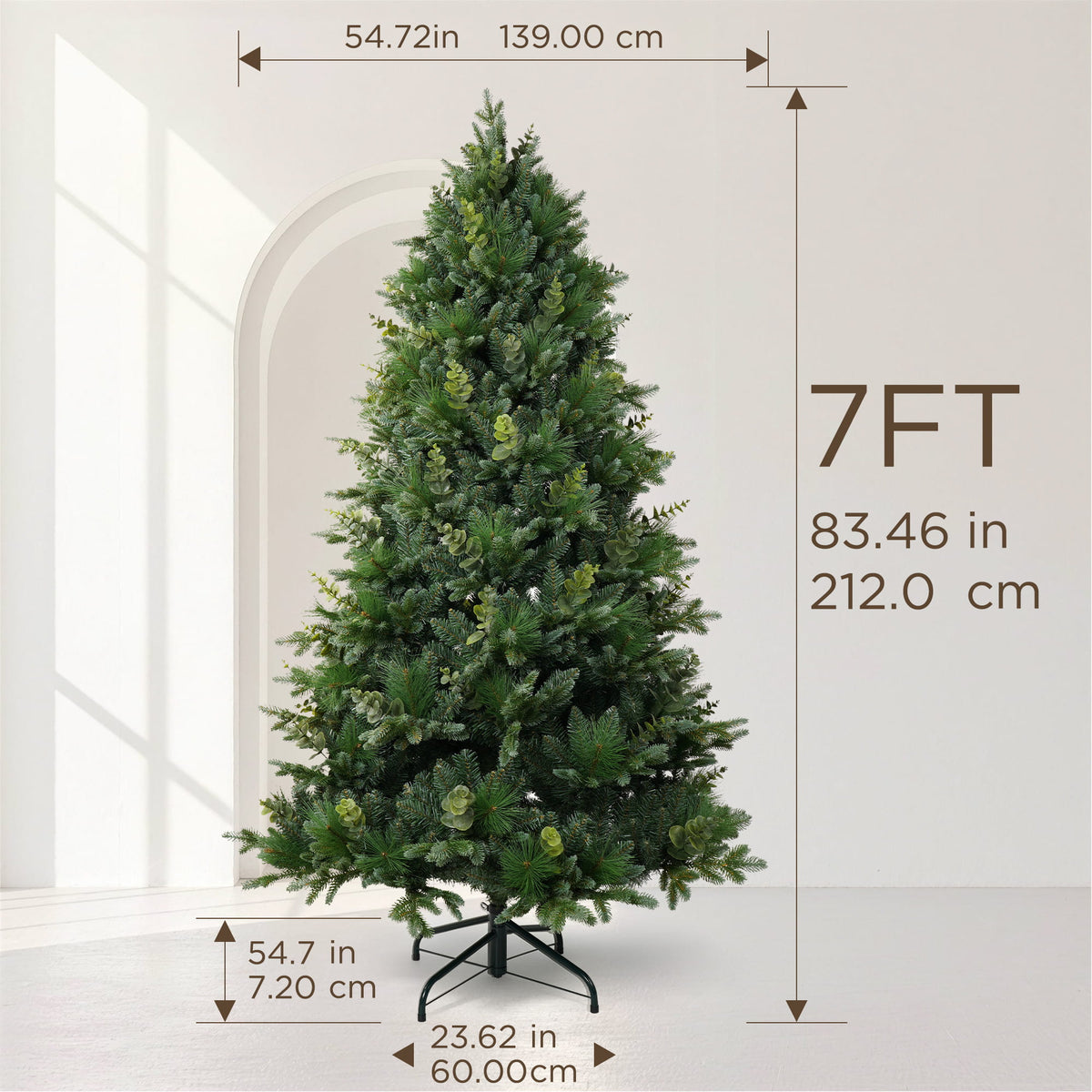 7FT Mixed Foliage Artificial Christmas Tree